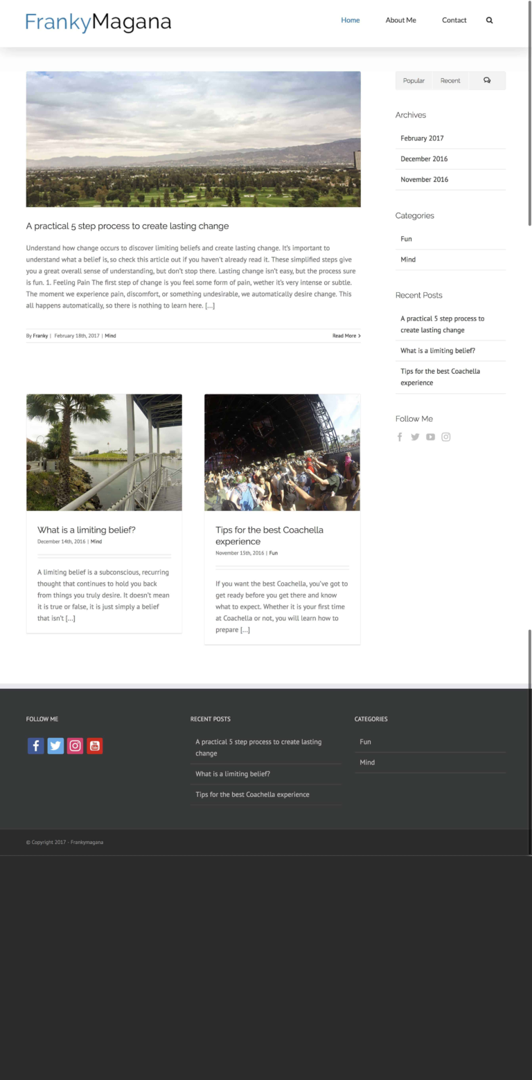 Frankymagana blog page for built by Focus Web Design Agency in Las Vegas